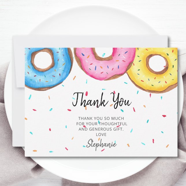 Watercolor Donuts Baby Shower  Thank You Card (Creator Uploaded)