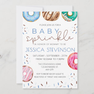 Watercolor Donuts Baby Sprinkle Shower  Invitation