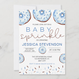 Watercolor Donuts Baby Sprinkle Shower  Invitation