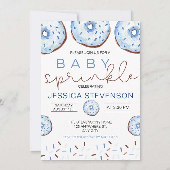 Watercolor Donuts Baby Sprinkle Shower  Invitation (Front)