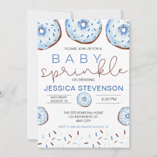 Watercolor Donuts Baby Sprinkle Shower Invitation