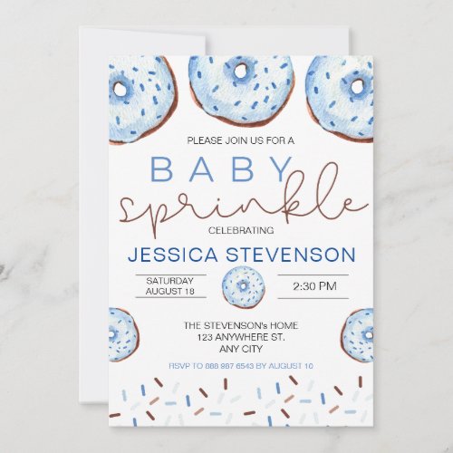 Watercolor Donuts Baby Sprinkle Shower  Invitation