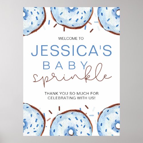 Watercolor Donuts Baby Sprinkle Shower  Poster