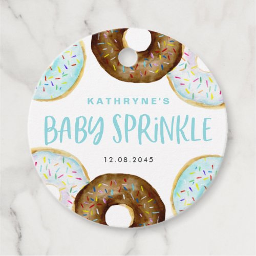 Watercolor Donuts Boy Baby Sprinkle Thank You Favor Tags