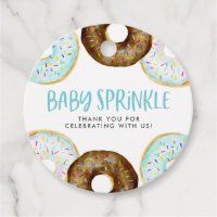 Watercolor Donuts Boy Baby Sprinkle Thank You Favor Tags