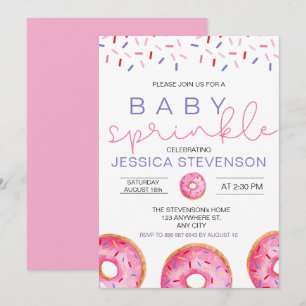Watercolor Donuts girl Baby Sprinkle Shower  Invitation