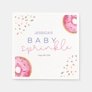Watercolor Donuts girl Baby Sprinkle Shower Napkins