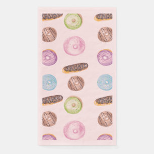 Watercolor Donuts Hand Painted Patterned Pink Paper Guest Towels