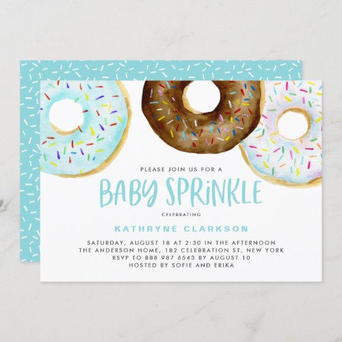 Watercolor Donuts Its a Boy Baby Sprinkle Shower Invitation