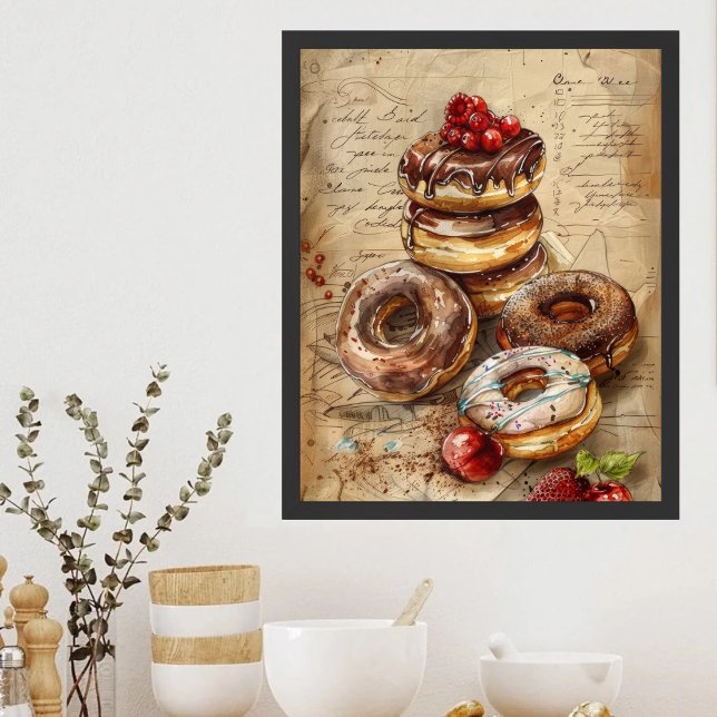 Watercolor Donuts Nostalgic Dessert Art Poster (Creator Uploaded)