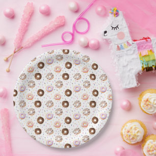 Watercolor Donuts Pattern Paper Plates