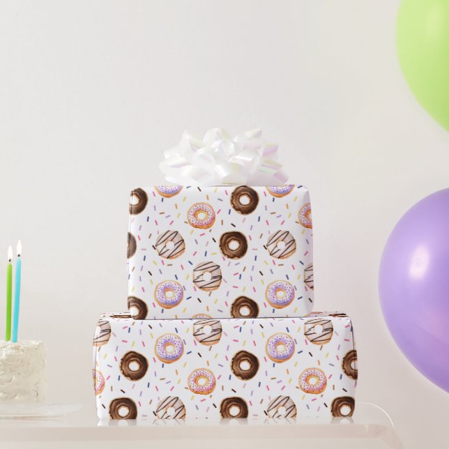 Watercolor Donuts Pattern Wrapping Paper (Party Gifts)
