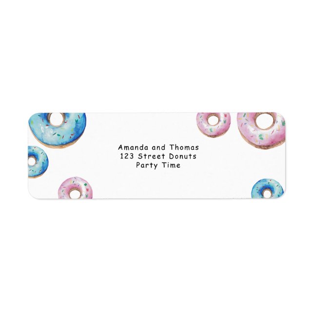 Watercolor donuts thank you gender reveal label (Front)