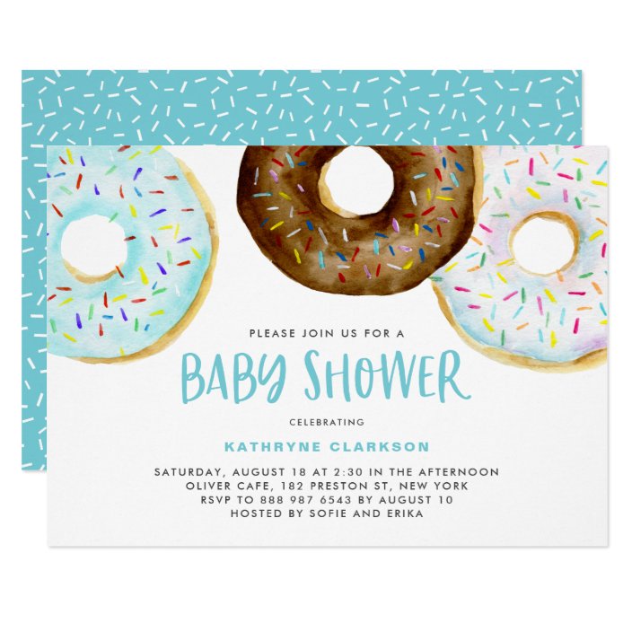 Watercolor Donuts With Sprinkles Boy Baby Shower Invitation
