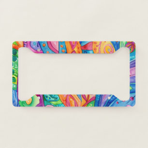 Watercolor Doodle License Plate Frame