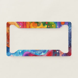 Watercolor Doodle License Plate Frame