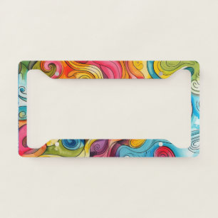 Watercolor Doodle License Plate Frame