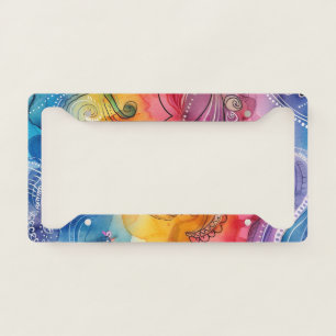 Watercolor Doodle License Plate Frame