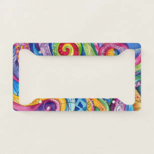 Watercolor Doodle License Plate Frame