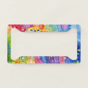 Watercolor Doodle License Plate Frame