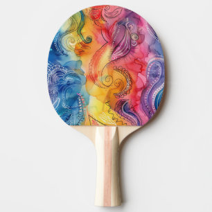 Watercolor Doodle Ping Pong Paddle