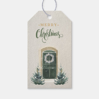 Watercolor Door and Christmas Tree Gift Tags