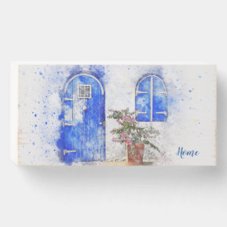 Watercolor Door with "Home" Message Wooden Box Sign