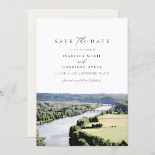 Watercolor Dordogne South France Save the Date Invitation