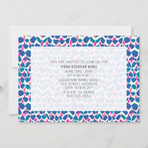 Watercolor Dot Pink Blue All Purpose Generic Party Invitation