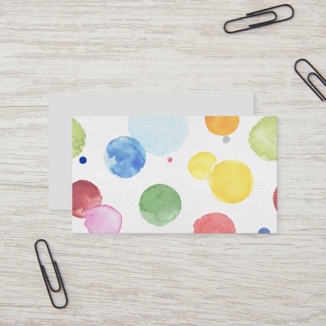 Watercolor Dots 1 Business Card (Front/Back In Situ)