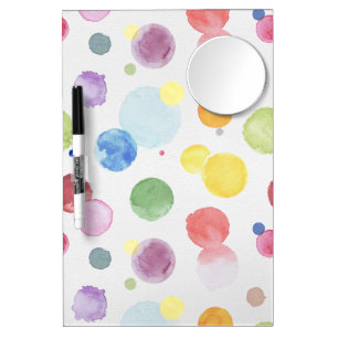 Watercolor Dots 1 Dry Erase Board With Mirror