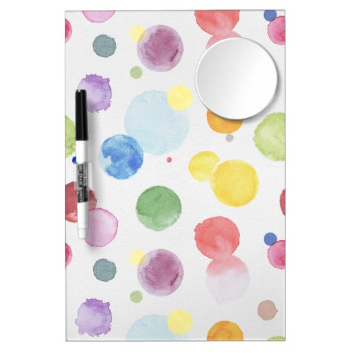 Watercolor Dots 1 Dry Erase Board With Mirror