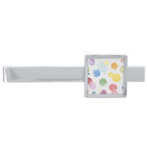 Watercolor Dots 1 Silver Finish Tie Bar