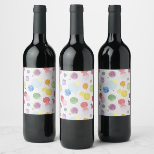 Watercolor Dots 1 Wine Label