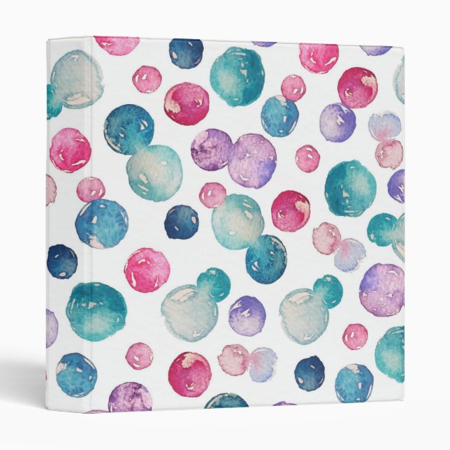 Watercolor Dots 3 Ring Binder (Front/Spine)