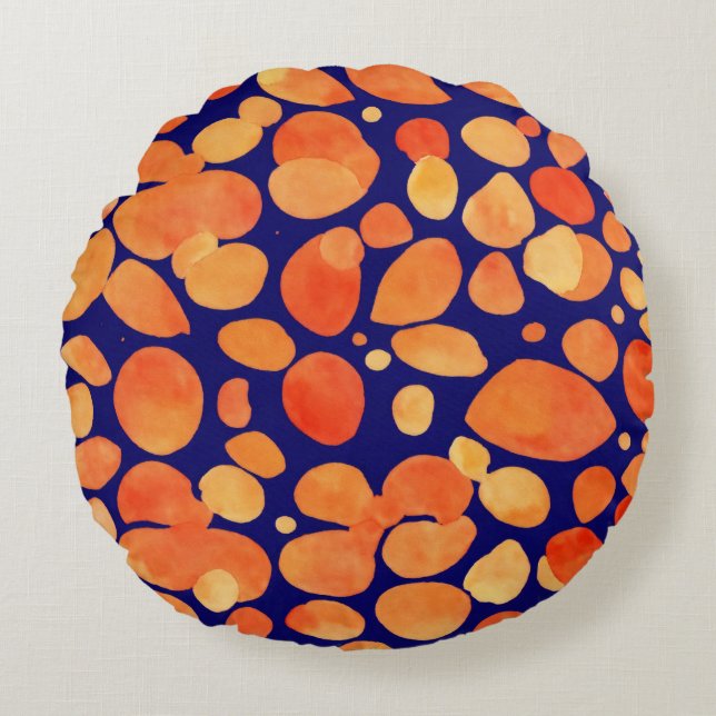 "Watercolor Dots: Round Throw Pillow  (Front)