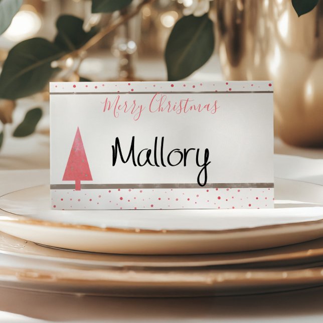 Watercolor Dots & Simple 🎄 Christmas Tree Place Card (Watercolor Dots & Simple 🎄 Christmas Tree Place Card
)