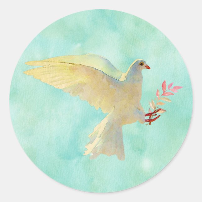 Watercolor Dove  Classic Round Sticker (Front)