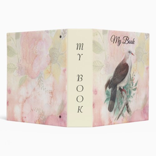 Watercolor Dove on Floral Background 3 Ring Binder