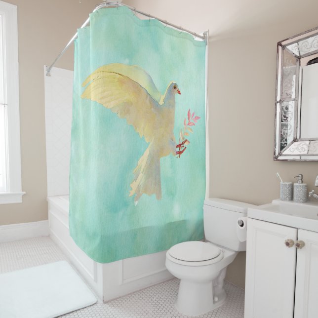 Watercolor Dove  Shower Curtain (In Situ)