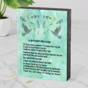 Watercolor Doves and A Sinner's Prayer Wooden Box Sign