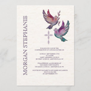 Watercolor Doves Religious Invitation