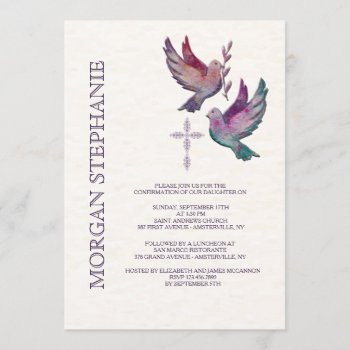Watercolor Doves Religious Invitation by PixiePrints at Zazzle