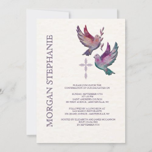 Watercolor Doves Religious Invitation