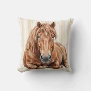 Watercolor Draft Horse Pillow Cover