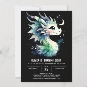 Watercolor Dragon Birthday Children Invitation