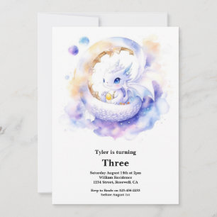 Watercolor Dragon Birthday Invitation