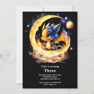 Watercolor Dragon Birthday Invitation