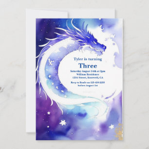 Watercolor Dragon Birthday Invitation