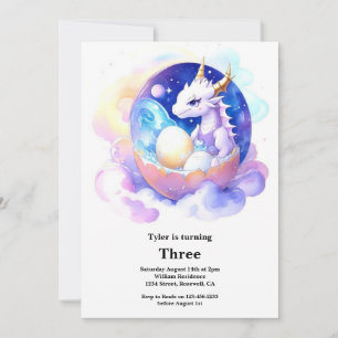 Watercolor Dragon Birthday Invitation
